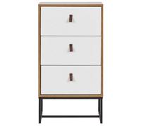 Beliani Light Brown 3-Drawer Chest Of Drawers With White Metal Legs, W49 X D38 X H91Cm