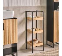 Beliani Light Brown Bamboo 3-Shelf Unit With Black Steel Frame - 30 X 30 X 90 Cm