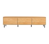 Beliani Light Brown Particle Board Tv Stand With Black Metal Legs, 3-Door Storage, W180 X D40 X H45Cm