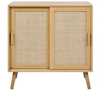 Beliani Light Brown Rattan Sideboard Two Door Storage Cabinet W80 X D35 X H80Cm