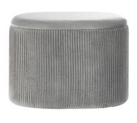 Beliani Light Grey Glamour Pouffe With Storage, Oval Velvet Pouffe W55 X D35 X H41Cm