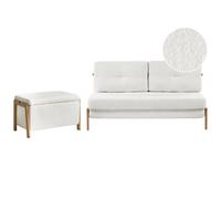 Beliani Living Room Set 3 Seater Edland With Bench Boucle White