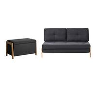 Beliani Living Room Set 3 Seater Edland With Bench Fabric Black