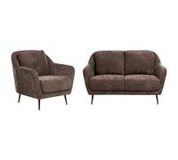 Beliani Living Room Set 3 Seater Eiby Chenille Dark Brown