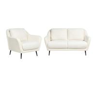 Beliani Living Room Set 3 Seater Eiby Chenille White