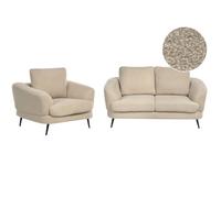Beliani Living Room Set 3 Seater Kjaer Boucle Light Beige