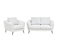 Beliani Living Room Set 3 Seater Kjaer Fabric Off-White