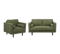 Living Room Set 3 Seater NURMO Fabric Dark Green