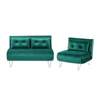 Beliani Living Room Set 3 Seater Vestfold Velvet Dark Green