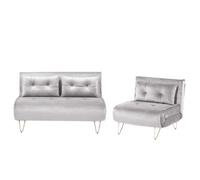 Beliani Velvet Sofa Set Dark Grey Vestfold, Grey