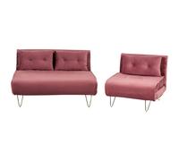 Beliani Living Room Set 3 Seater Vestfold Velvet Pink