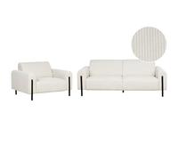Beliani Living Room Set 4 Seater Askim Corduroy Off-White