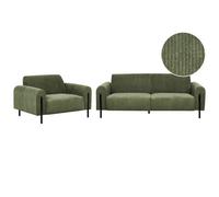 Beliani Living Room Set 4 Seater Askim Corduroy Olive Green