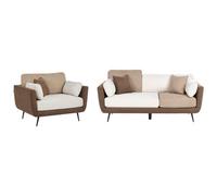 Beliani Living Room Set 4 Seater Bolga Fabric Brown