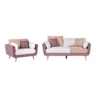 Beliani Living Room Set 4 Seater Bolga Fabric Pink