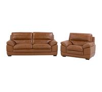 Beliani Living Room Set 4 Seater Horten Leather Brown