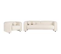 Beliani Living Room Set 4 Seater Leiren Velvet Off-White