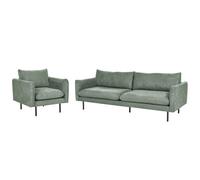 Beliani Living Room Set 4 Seater Vinterbro Fabric Light Green