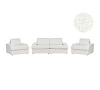 Beliani 5 Seater Boucle Living Room Set White Alla, White