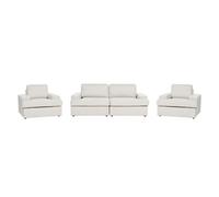 Living Room Set 5 Seater ALLA Fabric Light Beige