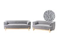 Beliani Living Room Set 5 Seater Alnor Fabric Dark Grey
