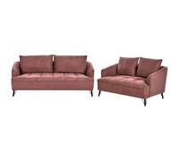 Beliani Fabric Sofa Set Burgundy Hobro, Red