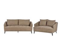 Beliani Living Room Set 5 Seater Hobro Fabric Light Brown