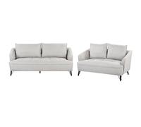 Beliani Living Room Set 5 Seater Hobro Fabric Light Grey