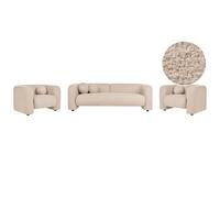 Beliani Living Room Set 5 Seater Leiren Boucle Beige