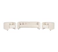 Beliani Living Room Set 5 Seater Leiren Velvet Off-White