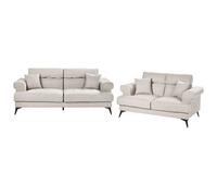 Beliani Living Room Set 5 Seater Skive Fabric Taupe