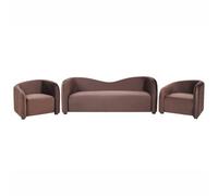 Beliani Living Room Set 5 Seater Veltada Velvet Dark Brown
