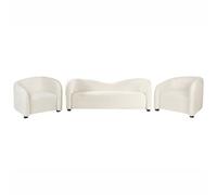 Beliani Living Room Set 5 Seater Veltada Velvet Off-White