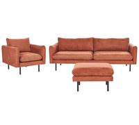 Beliani Living Room Set 5 Seater Vinterbro With Ottoman Chenille Golden Brown