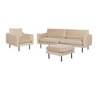 Beliani Living Room Set 5 Seater Vinterbro With Ottoman Velvet Beige