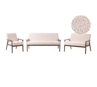 Beliani Living Room Set 6 Seater Esrum Boucle Dark Brown/ Beige