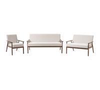 Beliani Living Room Set 6 Seater Esrum Fabric Dark Brown/ Beige