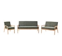 Beliani Living Room Set 6 Seater Esrum Fabric Light Brown/ Green