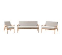Beliani Living Room Set 6 Seater Esrum Fabric Light Brown/ Grey