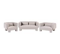 Beliani Living Room Set 6 Seater Hogbo Fabric Beige