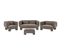 Beliani Living Room Set 6 Seater Hogbo Fabric Brown With Ottoman