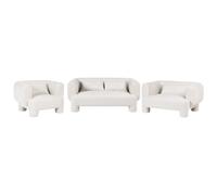 Beliani Living Room Set 6 Seater Hogbo Fabric White