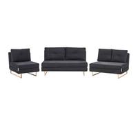 Beliani Living Room Set 6 Seater Jerslev Fabric Black