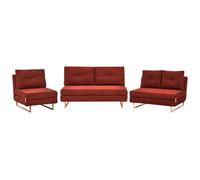 Beliani Living Room Set 6 Seater Jerslev Fabric Red
