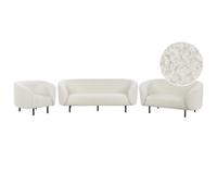 Beliani Living Room Set 6 Seater Loen Boucle White