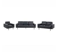 Beliani Living Room Set 6 Seater Sovik Faux Leather Black