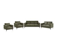 Beliani Living Room Set 7 Seater Lousto Fabric Green