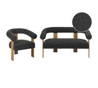 Living Room Set ILBRO Boucle Black/ Dark Brown
