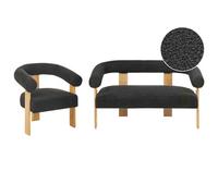 Living Room Set ILBRO Boucle Black/ Light Brown