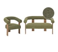 Beliani Living Room Set Ilbro Boucle Green/ Dark Brown